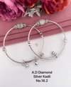 AD Diamond Design Silver Kadli Type Bangles Wholesale Price In Surat
